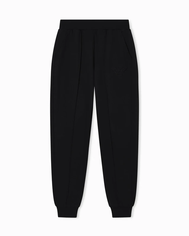 Emporio Armani Woman's Iconic Terry Pants with Cuffs Black XL