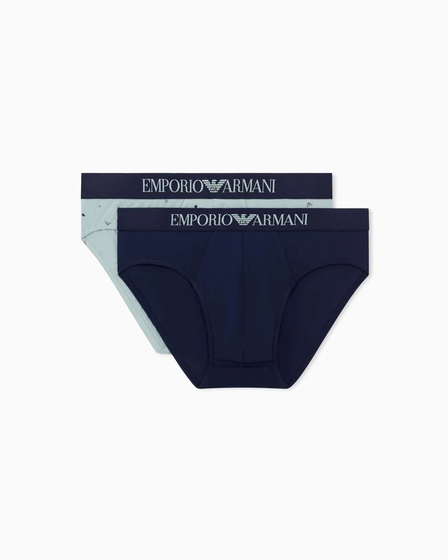 Emporio Armani Man's Classic Pattern Mix 2-Pack Brief Green XL