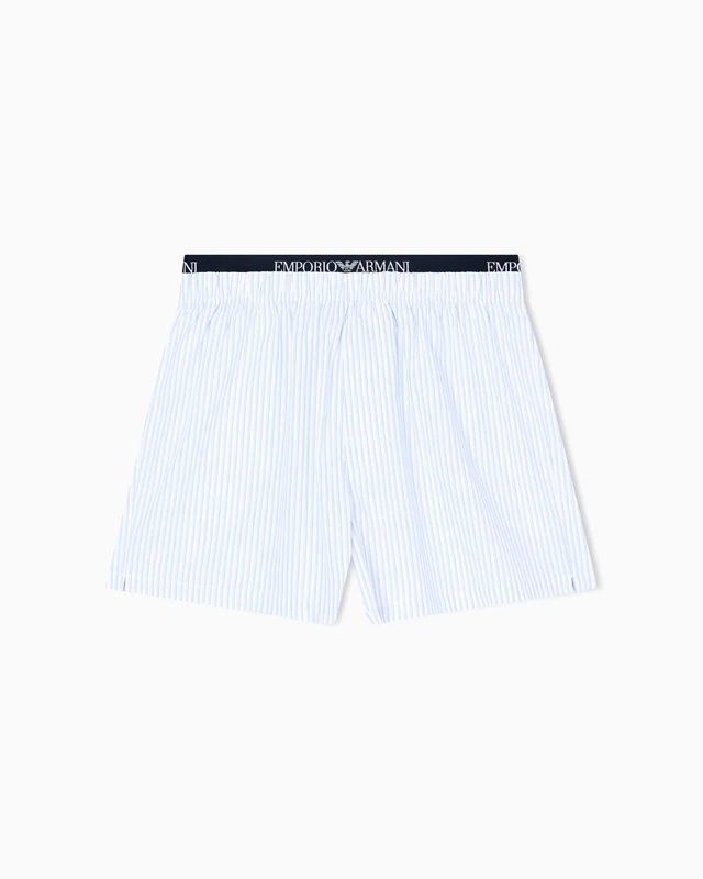 EMPORIO ARMANI Man's Yarn Dyed Woven Boxer Blue XL