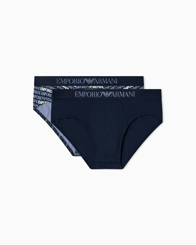Emporio Armani Man's Classic Pattern Mix 2-Pack Brief Blue XXL