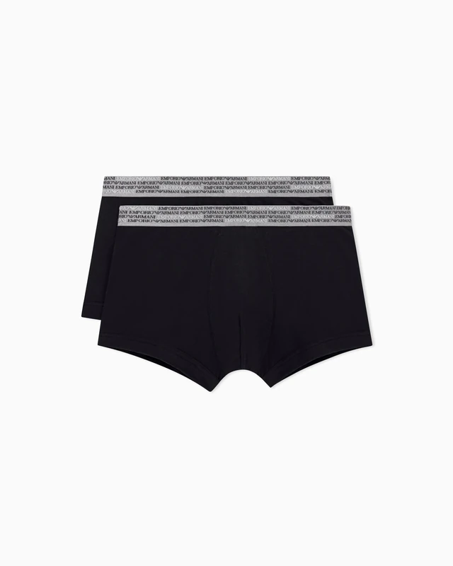 Emporio Armani Man's Allover Logo Elastic 2-Pack Trunk Black M