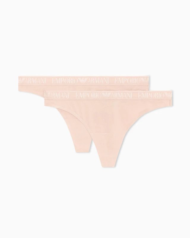 Emporio Armani Woman's Iconic Microfiber 2-Pack Thong Pink L