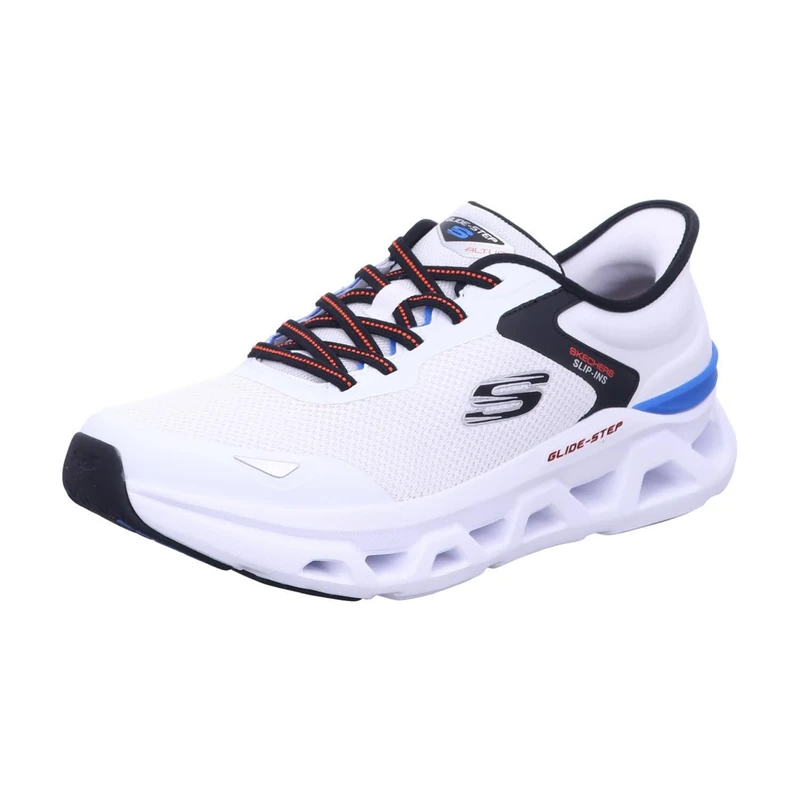 Skechers Men's Glide-Step Altus Turn Out Sneaker, White Mesh/Duraleather/Multi Trim, 10.5 UK