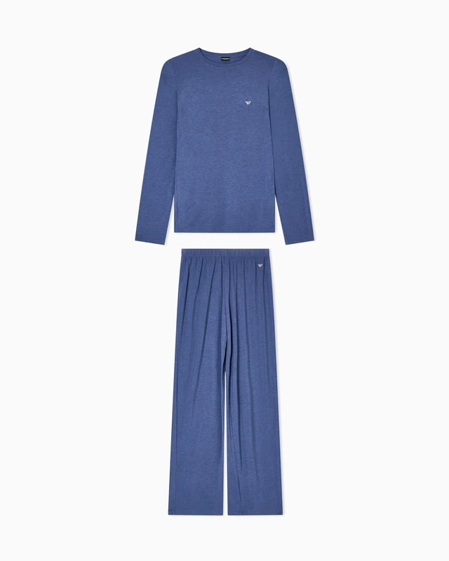 EMPORIO ARMANI WOMAN'S TECH WOOL LONG PAJAMAS BLUE L