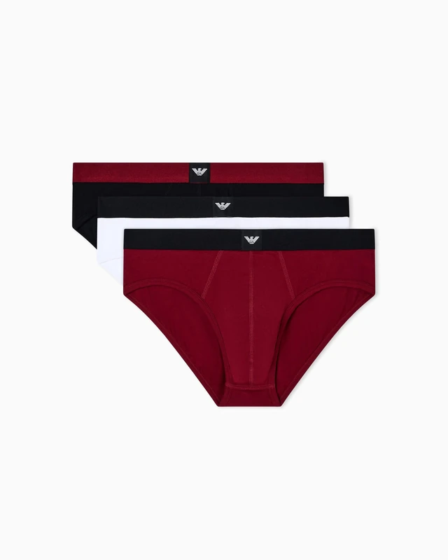 Emporio Armani Man's Essential LOGOLABEL 3-Pack Brief Black S