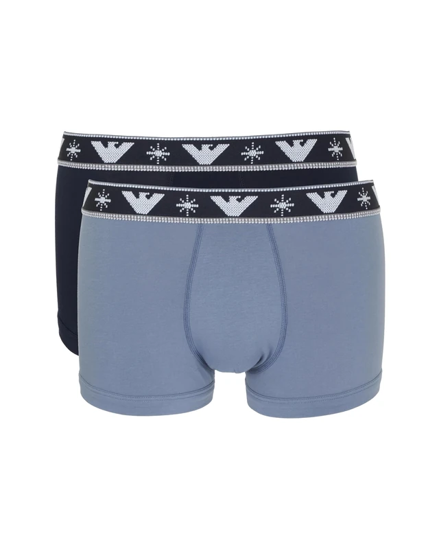 EMPORIO ARMANI Man's Holidays Jacquard 2-Pack Trunk Blue L