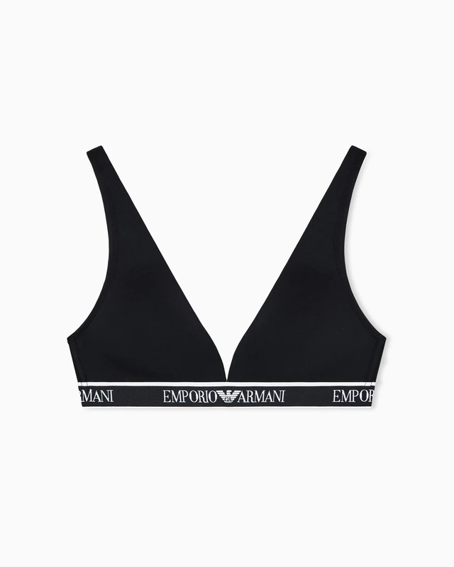 Emporio Armani Woman's Iconic Logoband Padded Triangle Bra Black L