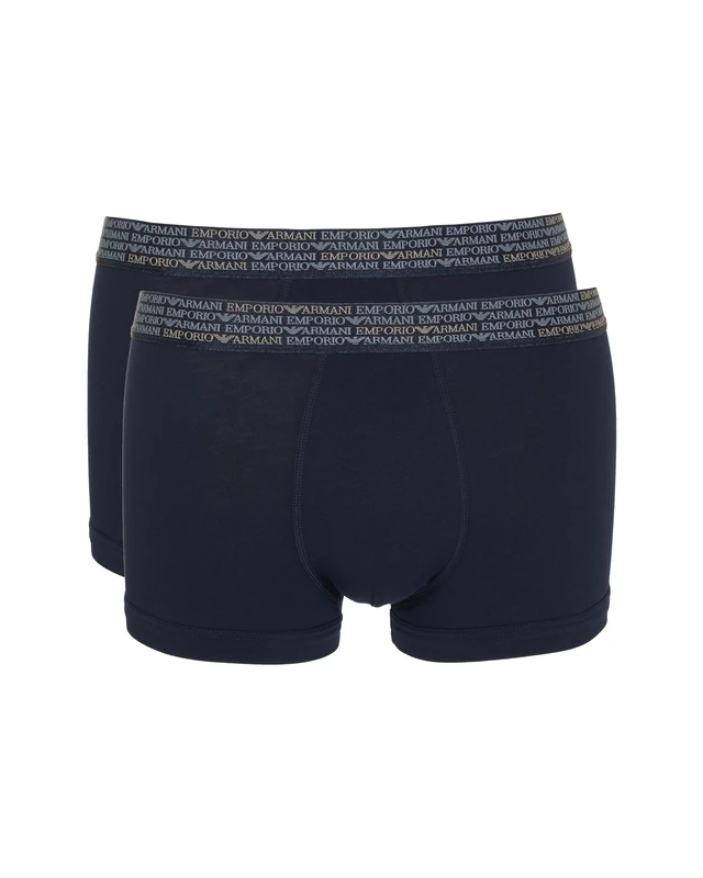 EMPORIO ARMANI Man's Allover Logo Elastic 2-Pack Trunk Blue XL
