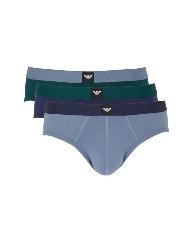 Emporio Armani Man's Essential LOGOLABEL 3-Pack Brief Green L