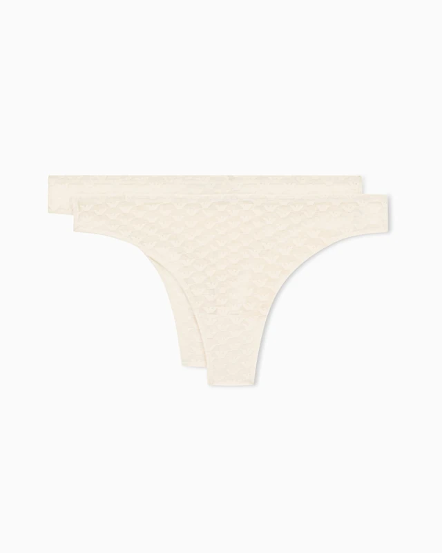 Woman's Allover Eagle MESH 2-Pack Thong White L