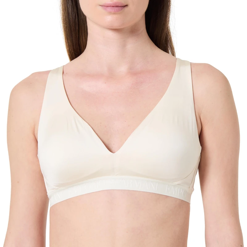 Emporio Armani Woman's Iconic Microfiber Removable Pads Bralette White S