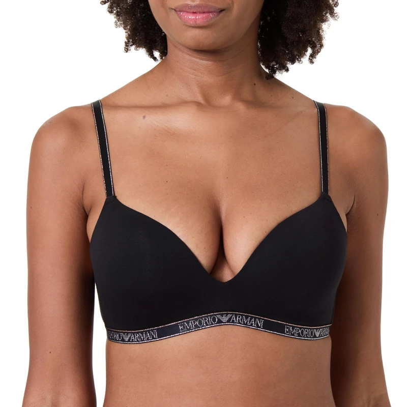 Emporio Armani Woman's Essential Studs Padded Triangle Bra Black M