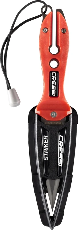 Cressi Striker Knife - Striker Diving Knife, Red/Black, Double-Cut Blade 9cm, Unisex