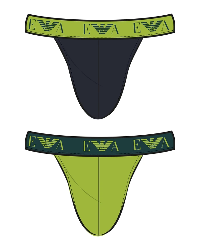 Emporio Armani Man's Bold Monogram 2-Pack Thong Blue S