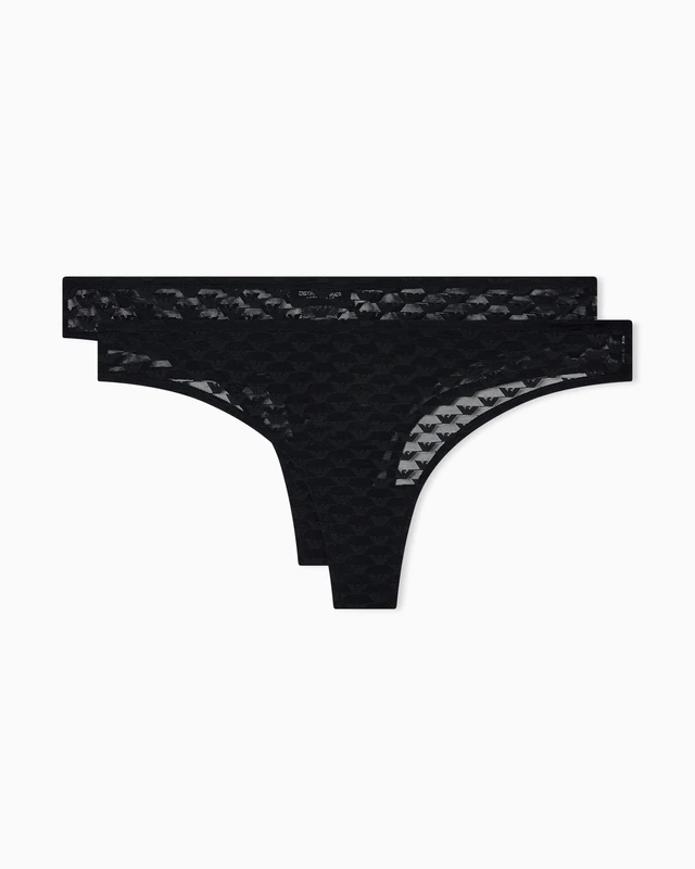 Woman's Allover Eagle MESH 2-Pack Thong Black S