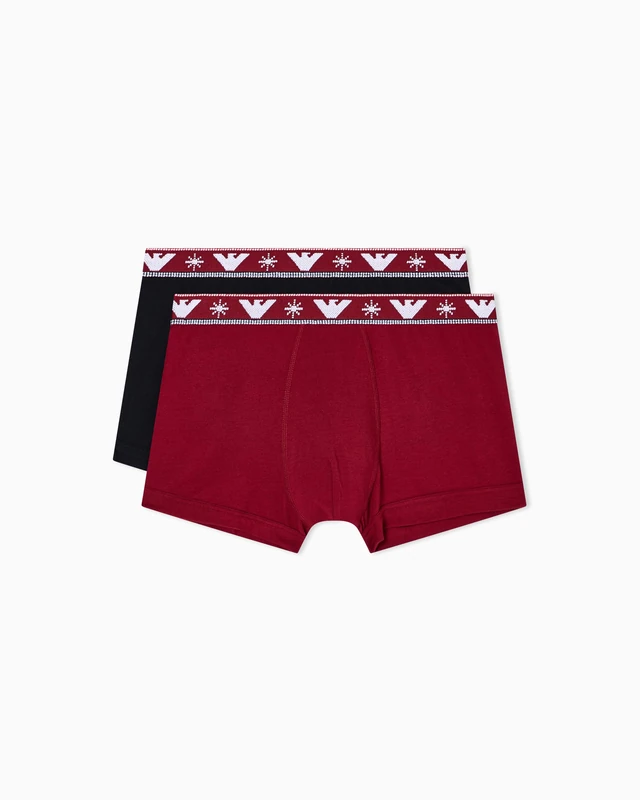 Emporio Armani Man's Holidays Jacquard 2-Pack Trunk Black L