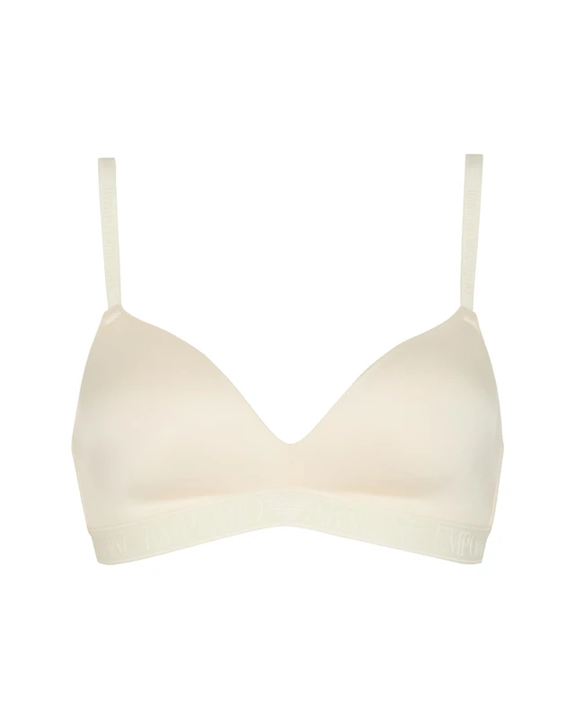 Emporio Armani Woman's Iconic Microfiber Padded Triangle Bra White L