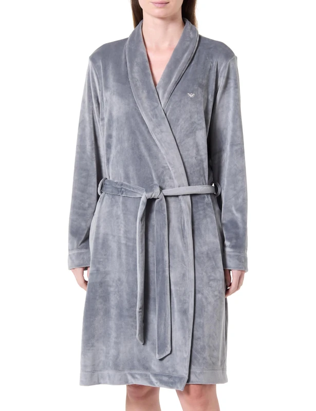 EMPORIO ARMANI WOMAN'S CHENILLE DRESSING GOWN GREY XS