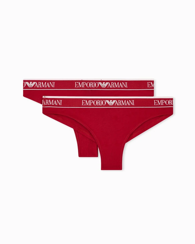 Emporio Armani Woman's Iconic Logoband 2-Pack Brazilian RED L