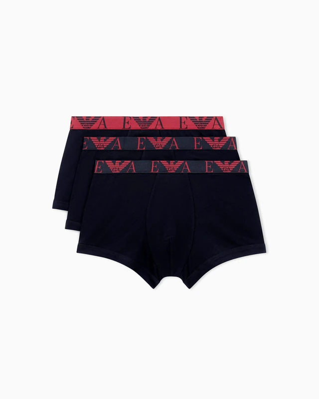 Emporio Armani Man's Bold Monogram 3-Pack Trunk Black L