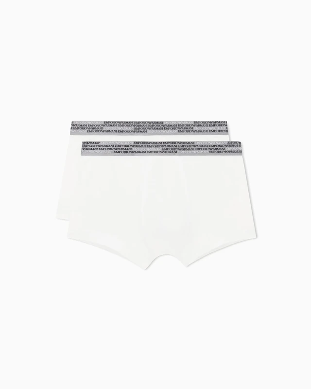 Emporio Armani Man's Allover Logo Elastic 2-Pack Trunk White XL
