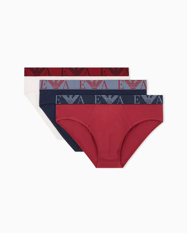 Emporio Armani Man's Bold Monogram 3-Pack Brief Blue XL