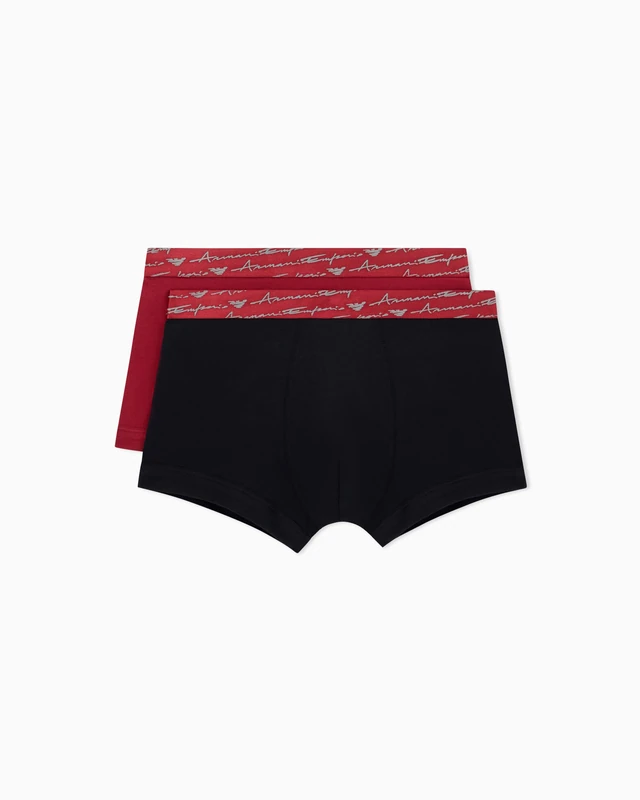 Emporio Armani Man's Allover Shiny Logoband 2-Pack Trunk Black M