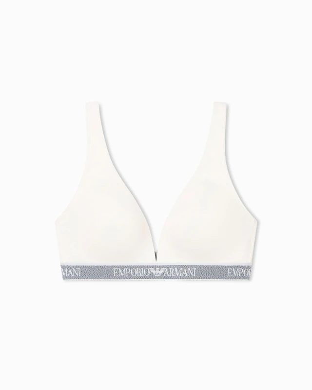 EMPORIO ARMANI Woman's Iconic Logoband Padded Triangle Bra White XS