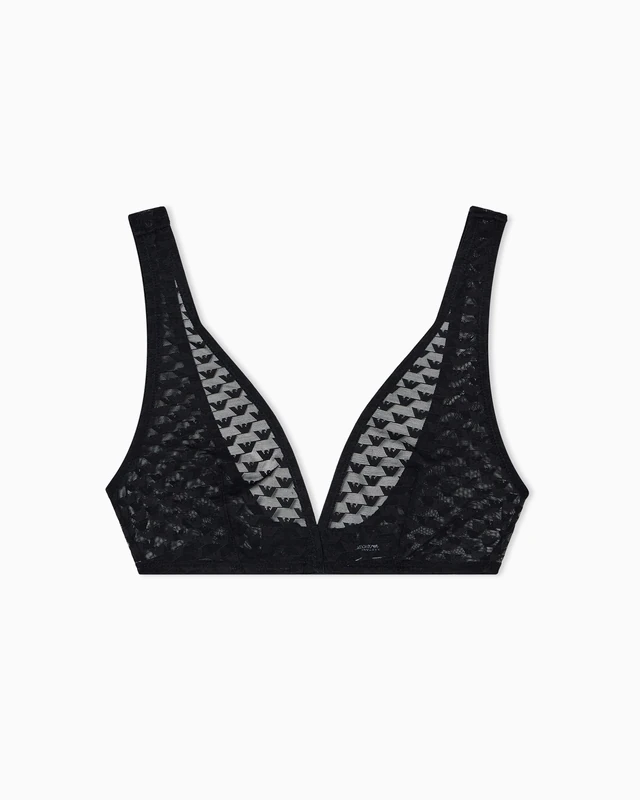 Woman's Allover Eagle MESH Bralette Bra Black XS