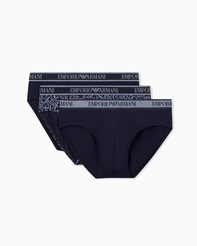 Emporio Armani Man's CORE Logoband 3-Pack Brief Blue L