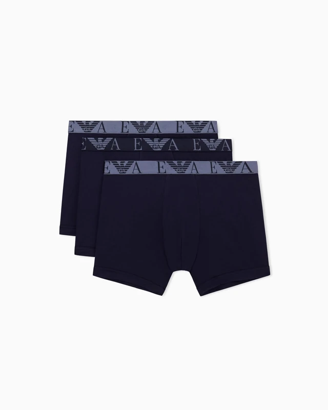 Emporio Armani Man's Bold Monogram 3-Pack Boxer Blue S