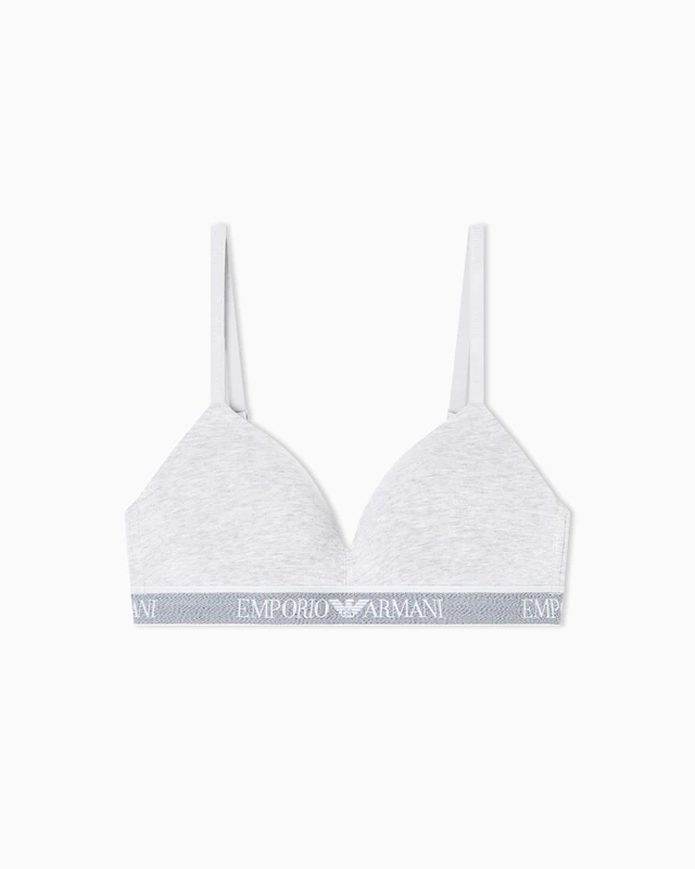 Emporio Armani Woman's Iconic Logoband Padded Triangle Bra Grey L