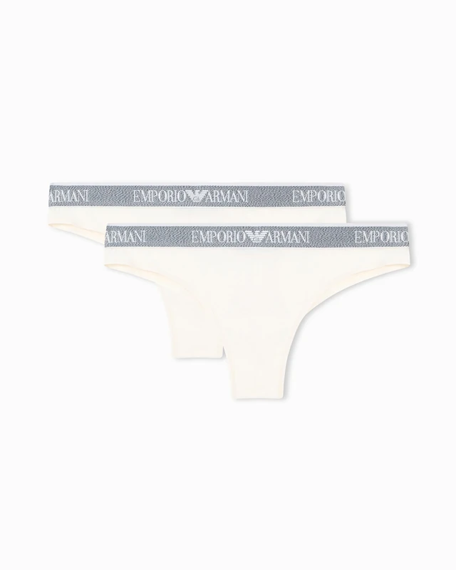 Emporio Armani Woman's Iconic Logoband 2-Pack Brazilian White S