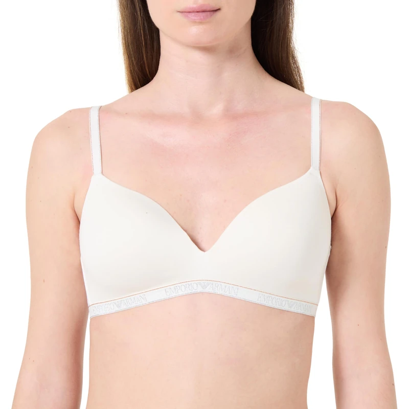 Emporio Armani Woman's Essential Studs Padded Triangle Bra White L