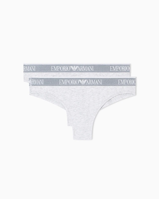 Emporio Armani Woman's Iconic Logoband 2-Pack Brazilian Grey XS