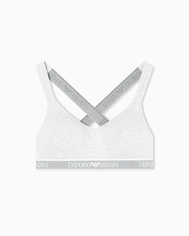 Emporio Armani Woman's Iconic Logoband Padded Bralette Grey S