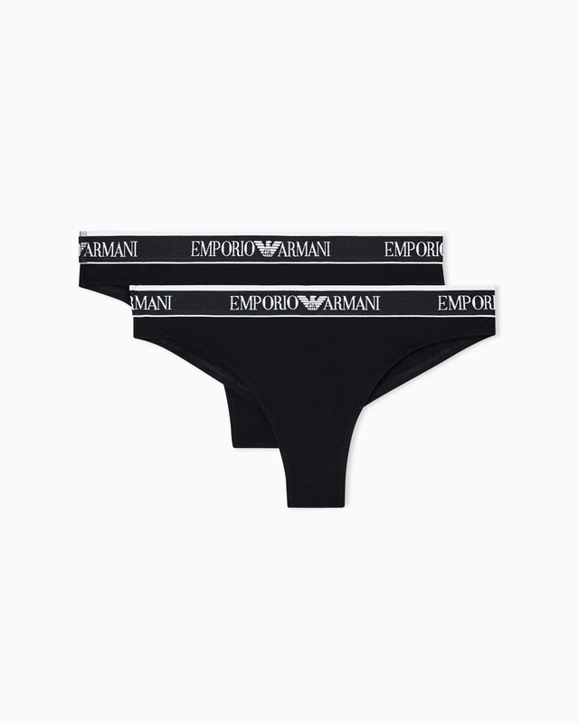 Emporio Armani Woman's Iconic Logoband 2-Pack Brazilian Black XL