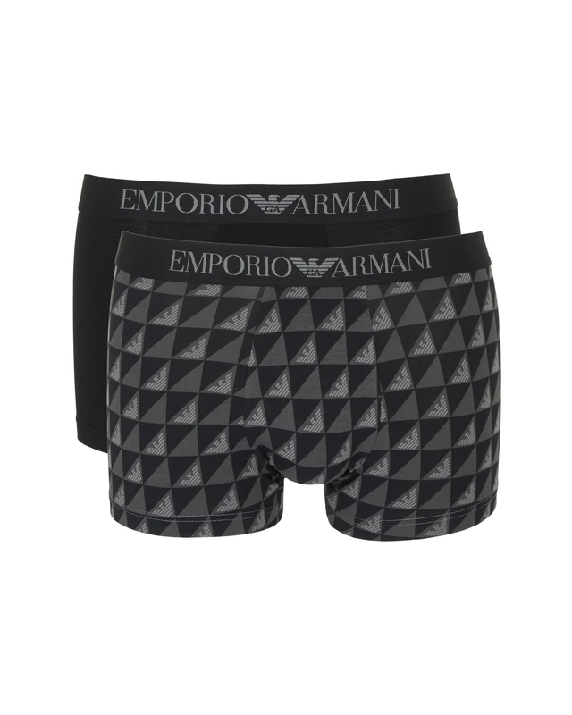 Emporio Armani Man's Classic Pattern Mix 2-Pack Trunk Black M