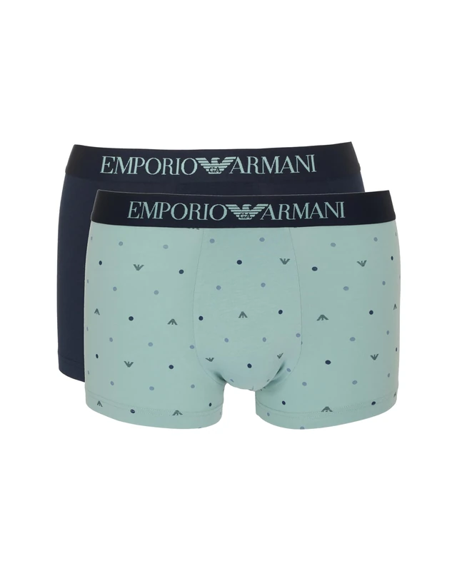 Emporio Armani Man's Classic Pattern Mix 2-Pack Trunk Green XXL