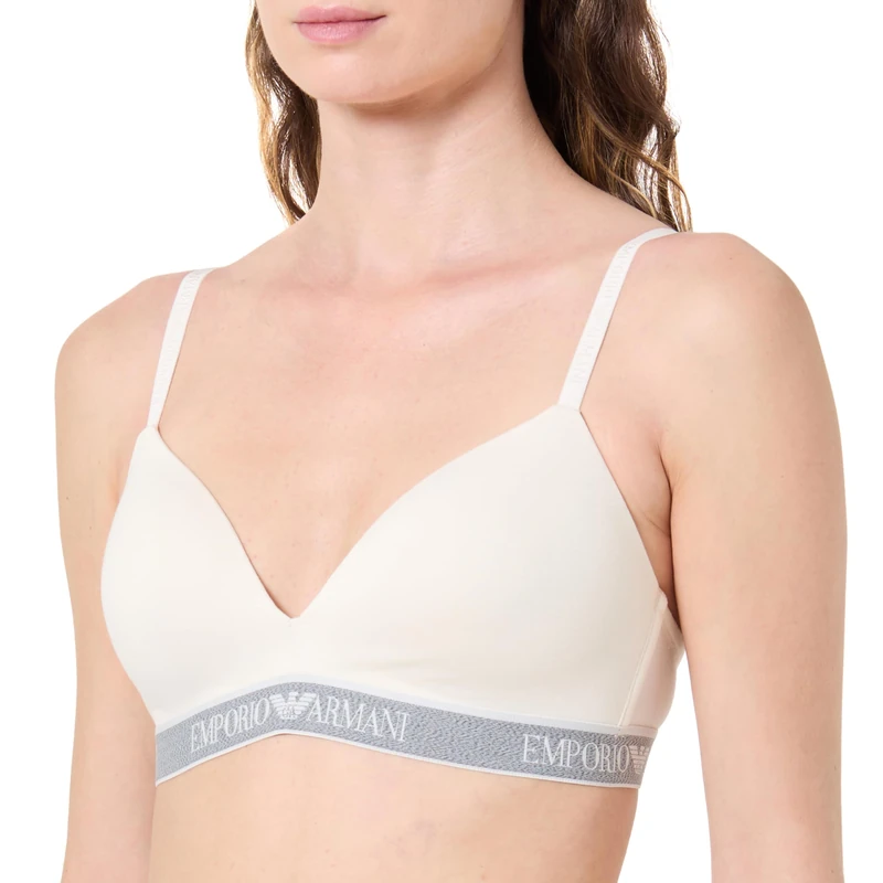 Emporio Armani Woman's Iconic Logoband Padded Triangle Bra White XS - Image 1