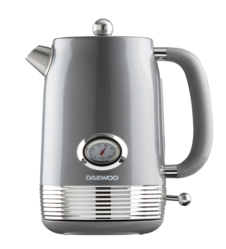 Daewoo Denver 1.5L Rapid Boil Kettle – Smoked Grey, 3000W Fast Boil, Temperature Gauge, 360° Base, Retro Vintage Design, Ideal for Home, Office, and Gifting - Image 1