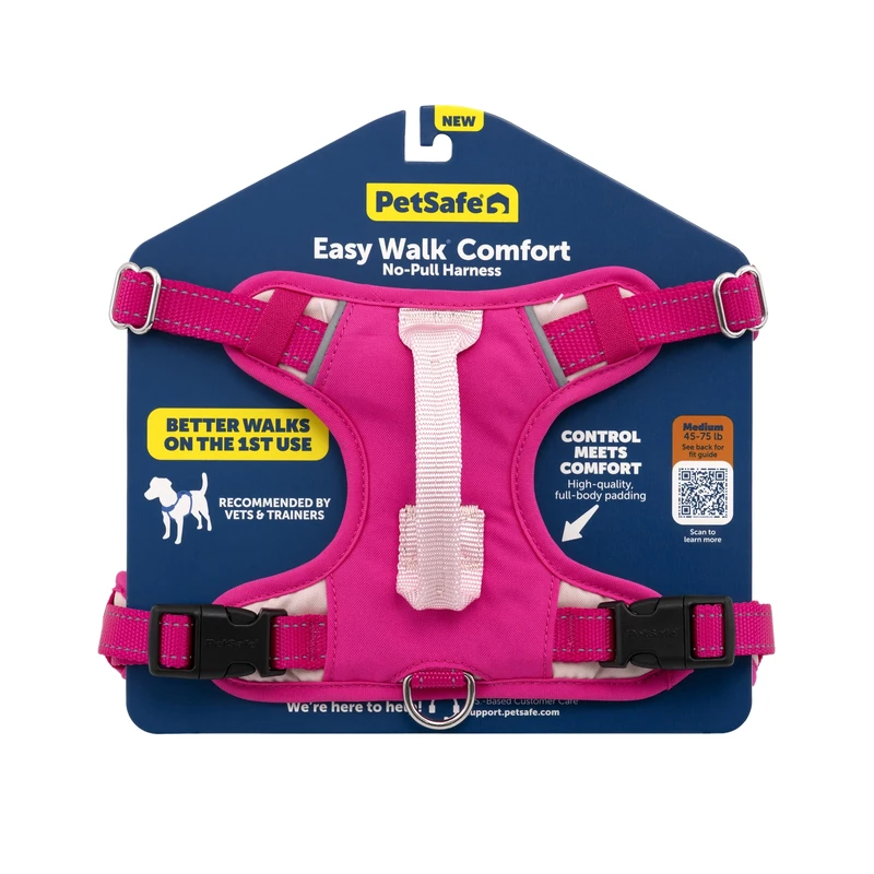 PetSafe Easy Walk Comfort No-Pull Dog Harness Full-Body Padding - Better Walks on 1st Use - 5 Points of Adjustment, XS, Small, Medium & Large Dogs, Blue/Black/Green/Pink
