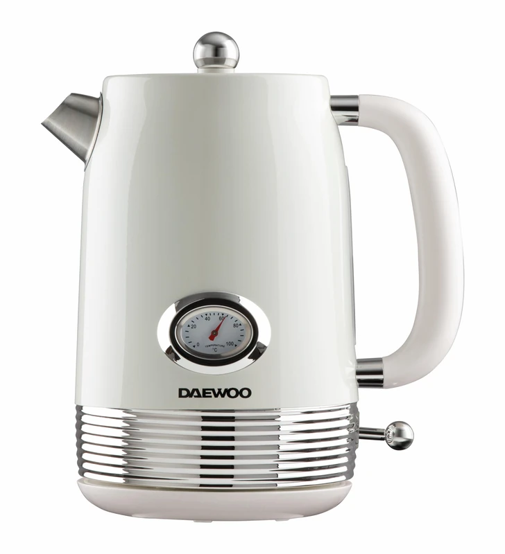 Daewoo Denver 1.5L Rapid Boil Kettle – Buttermilk Cream, 3000W Fast Boil, Temperature Gauge, 360° Base, Retro Vintage Design, Ideal for Home, Office, and Gifting