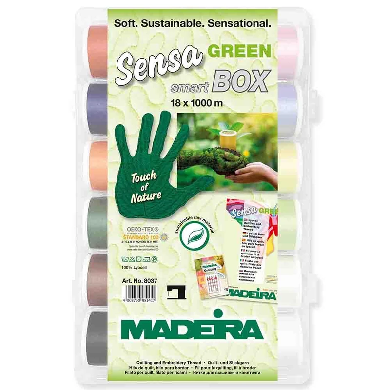 Madeira Garne Assortment Box - Sensa Green 40 Thread, 18 x 1100 Yards, Polyester
