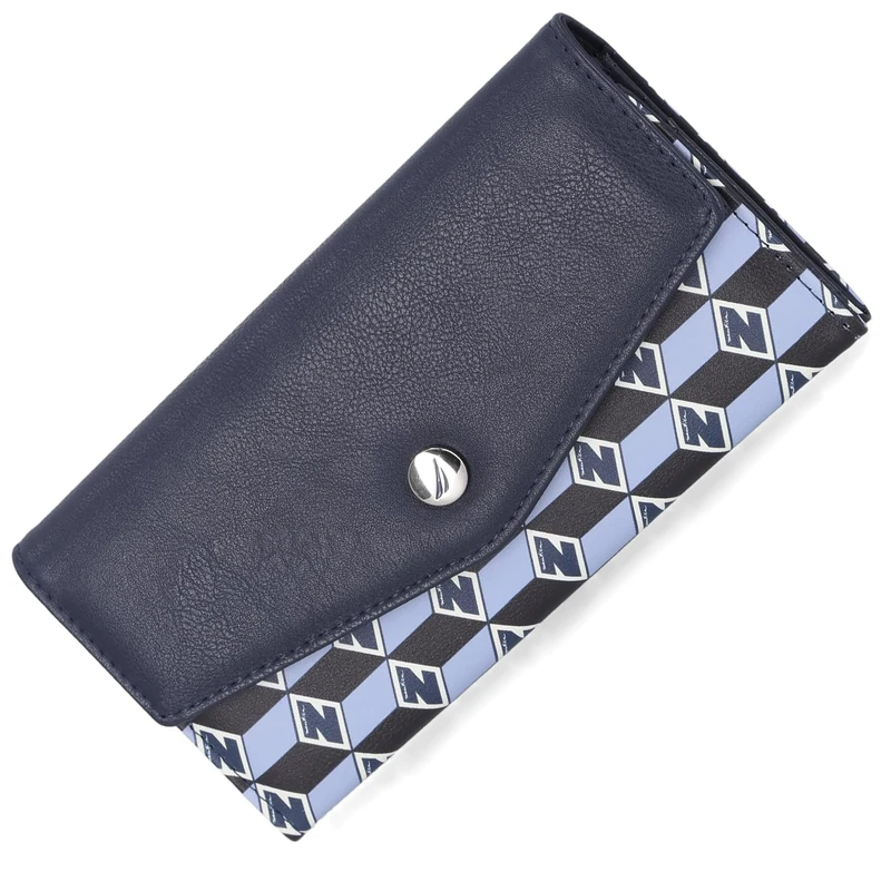 Nautica Money Manager Slim Small RFID Wallet for Women Credit Card Holder with Coin Pocket and Zipper Clutch Organizer for Women, Glacial Blue, Standard Size