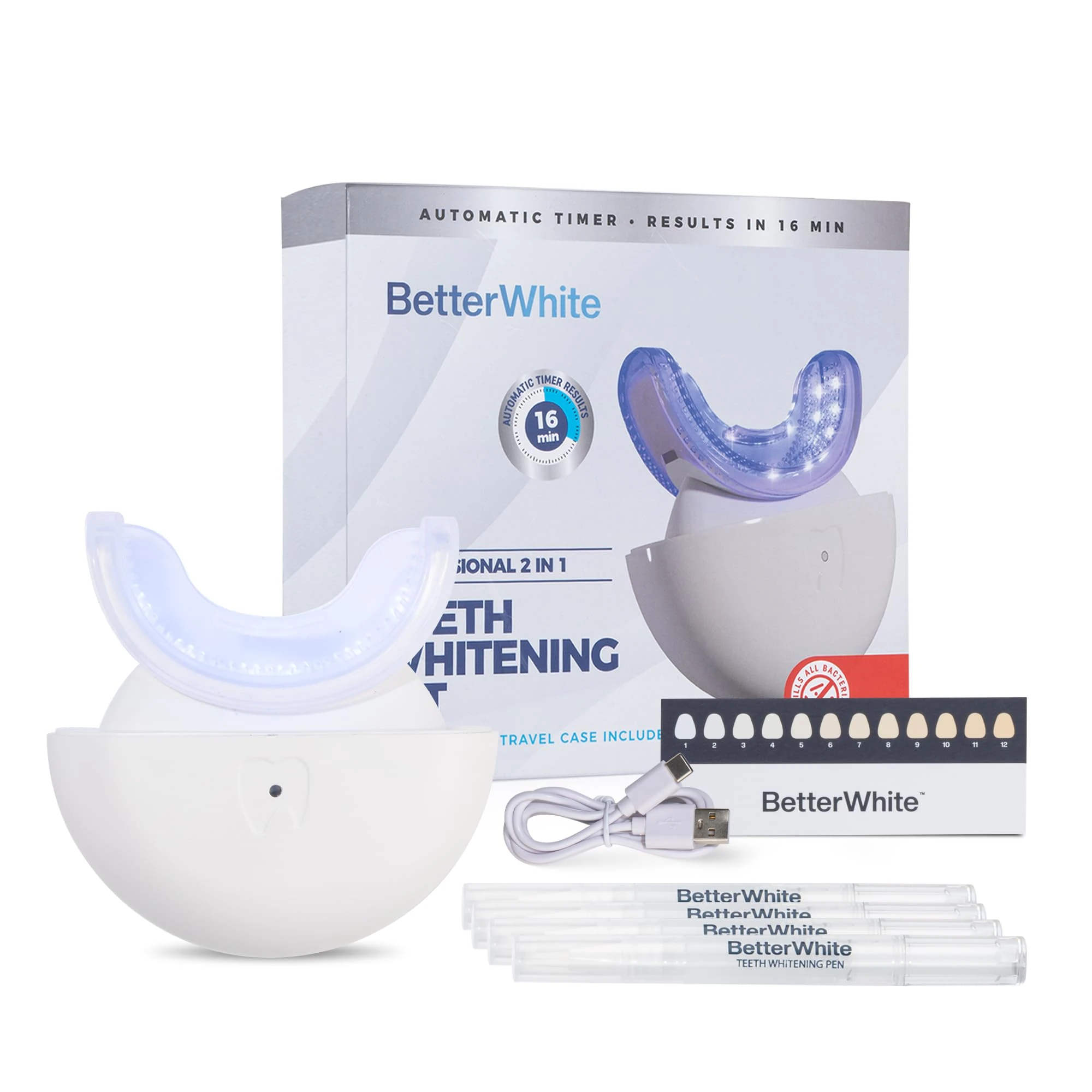 Betterwhite LED Teeth Whitening Kit with 4 Gel Syringes & Case | Formulated by Dentists | Professional Tooth Whitening for Sensitive Teeth | Enamel-Safe and Clinically Tested