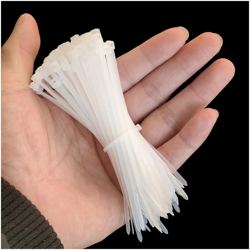 zuizhan Small Cable Ties Clear 100mm x 2.5mm,100 Pack White Mini Thin Cable Ties, Plastic Zip Ties 27 Lbs Tensile Strength, Nylon Self Locking Tie Wraps for Household, Office, Garden