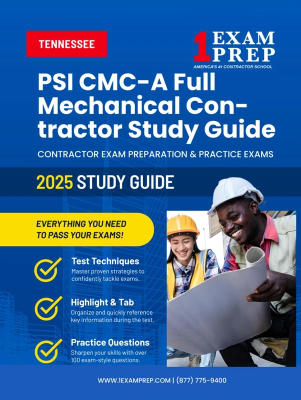 2025 Tennessee PSI CMC-A Mechanical Plumbing Contractor Study Guide: Contractor Exam Preparation & Practice Exams