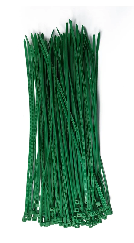 zuizhan Green Cable Ties 200mm x 2.5m, 100 Pack Mini Thin Plastic Zip Ties, 27 Lbs Tensile Strength with UV Resistant, Nylon Self Locking Tie Wraps for Indoor and Outdoor Use, Office, Garden