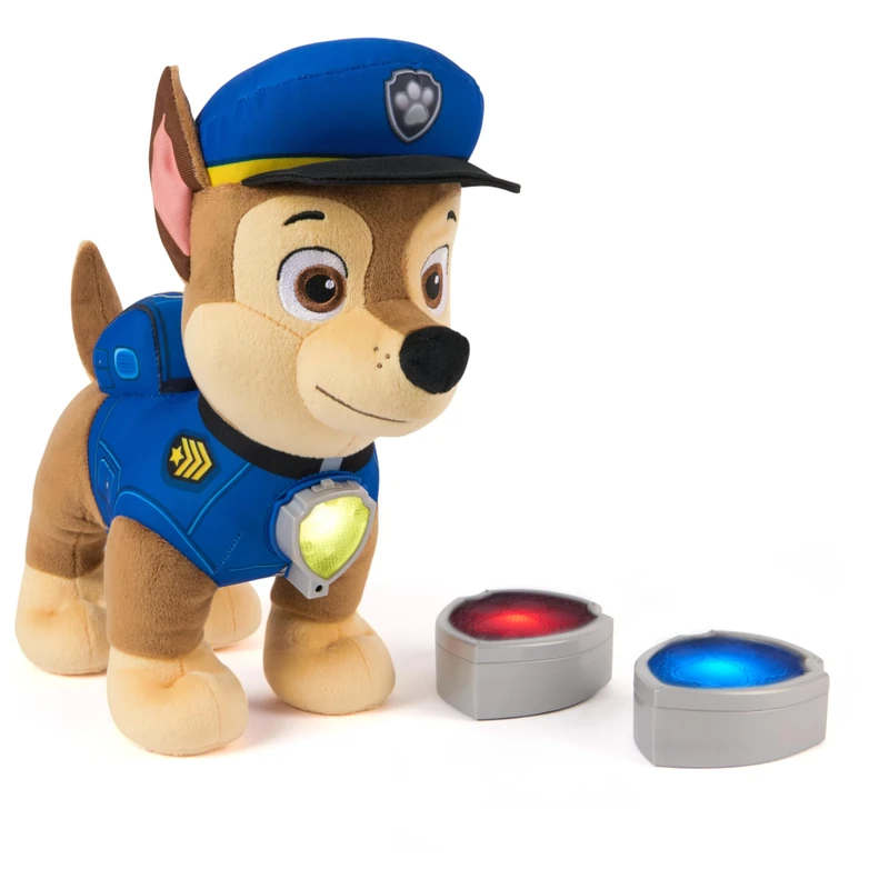 Paw Patrol Room Patrol Chase Interactive Plush Toy with Over 75 Sounds, Light-Up Badges, and 3 Play Modes, Kids Toys for Boys and Girls Ages 3 and Up